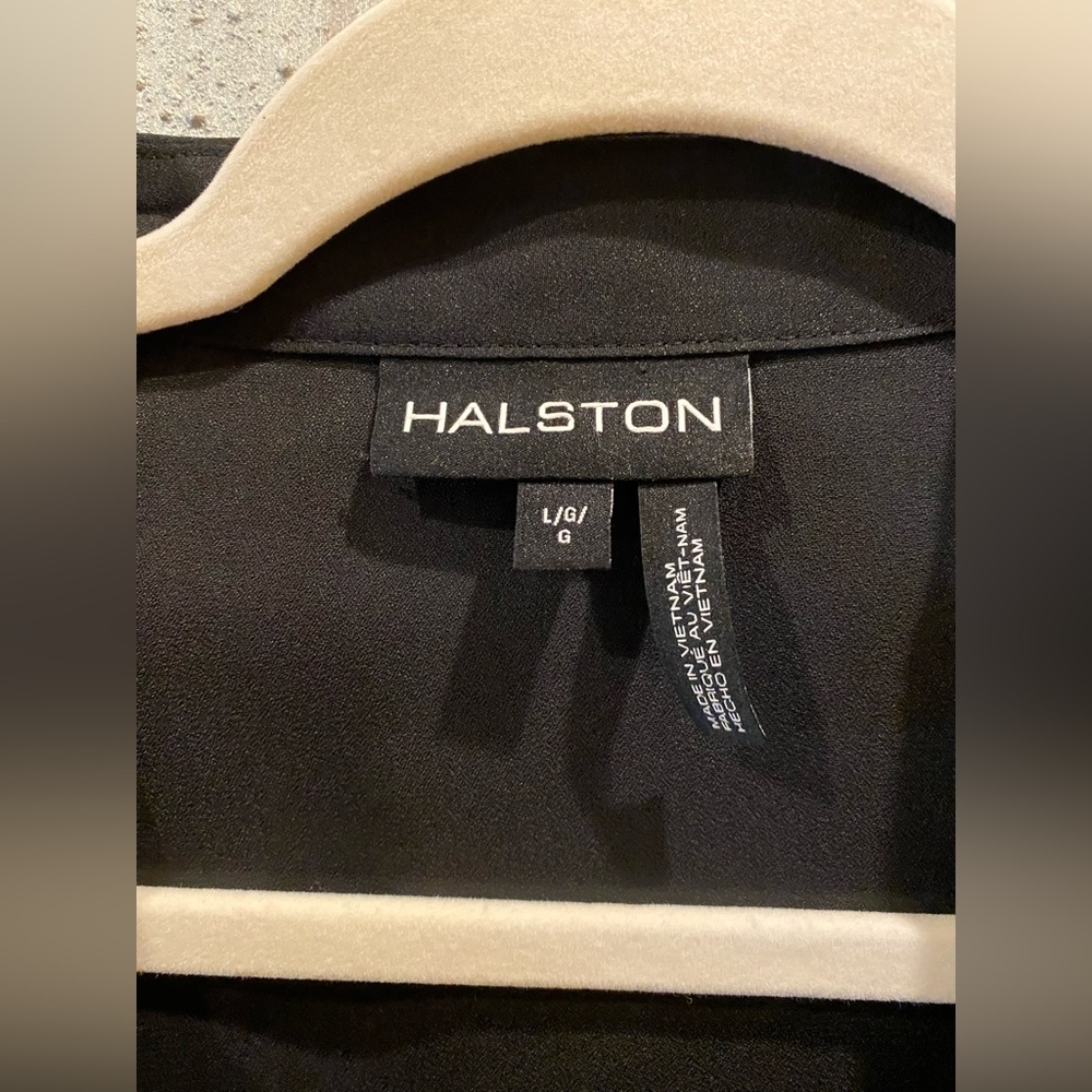 NWOT Halston Heritage Women's Long Sleeve Cowl Neck Black Blouse - Large - Picture 12 of 13